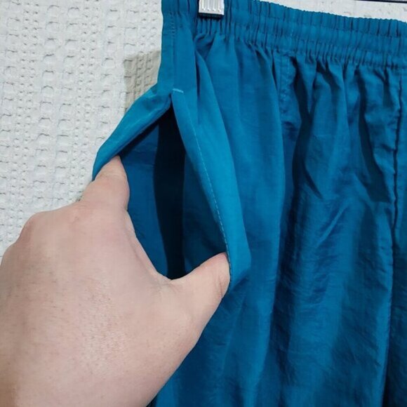 Vintage Reebok Nylon Windbreaker Aqua Blue Elastic Cuff Pants Women's Size Large - Picture 5 of 12